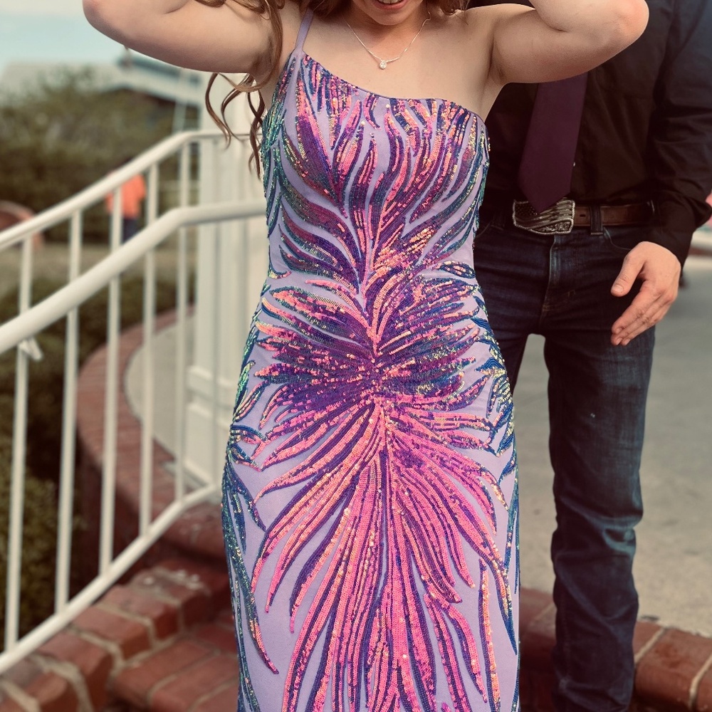 Purple Glitter Jovani Prom Dress